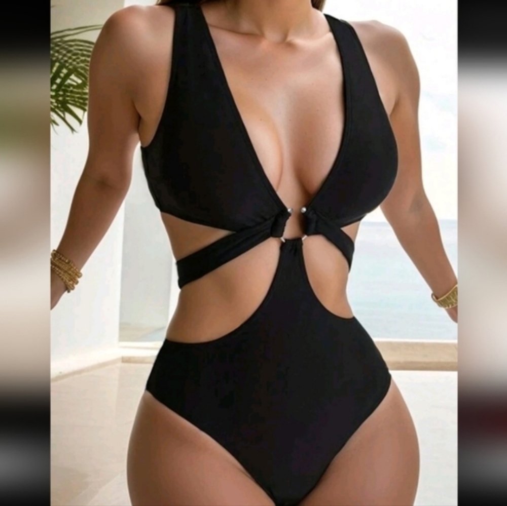 Stylish Black Womens One Piece Swimsuit